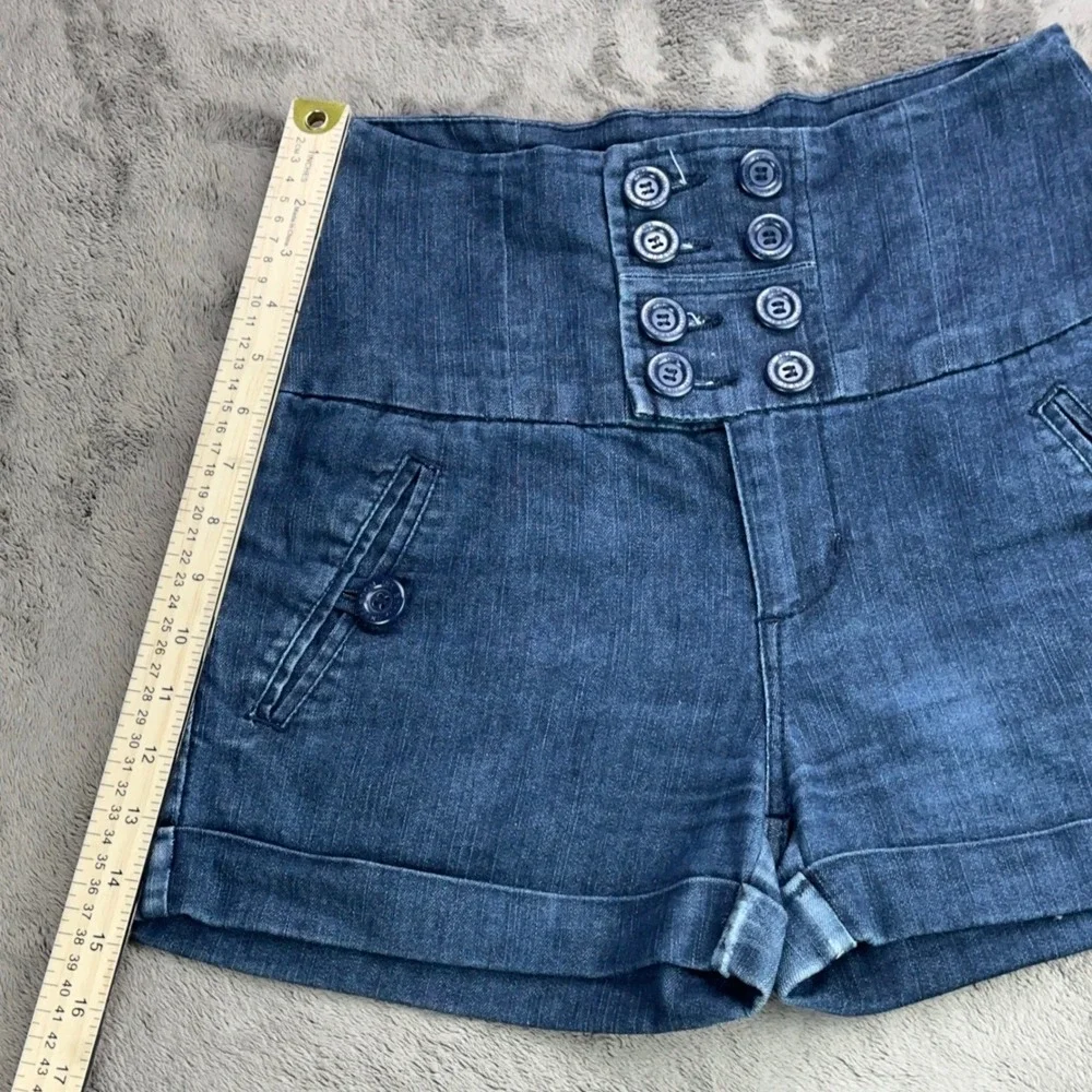 Boom Boom Jeans Womens High Waisted Double Breasted Button Denim Shorts‎ Size 7